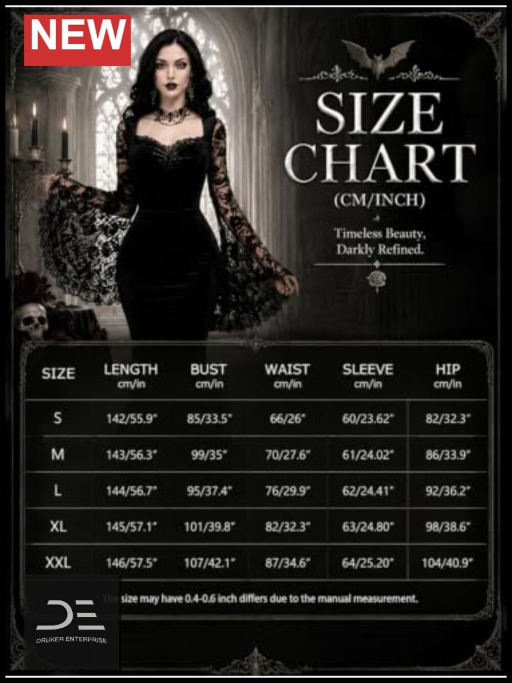 Velvet Mermaid Goth Dress Lace Bell Sleeve V-Neck Long Sleeve Maxi Cosplay Party - Picture 5 of 6